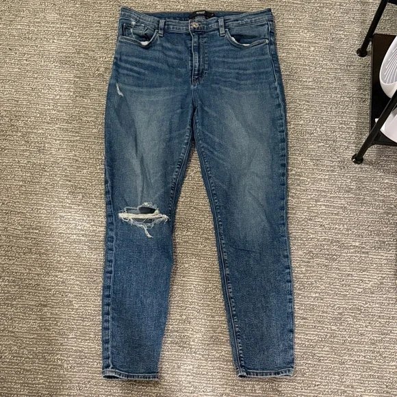 Hudson Jeans Barbara Super Skinny Blue Distressed Jeans - Picture 1 of 4
